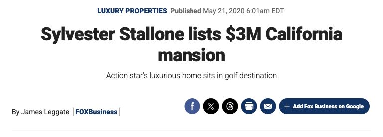 Actual Fox Business article header and published headline