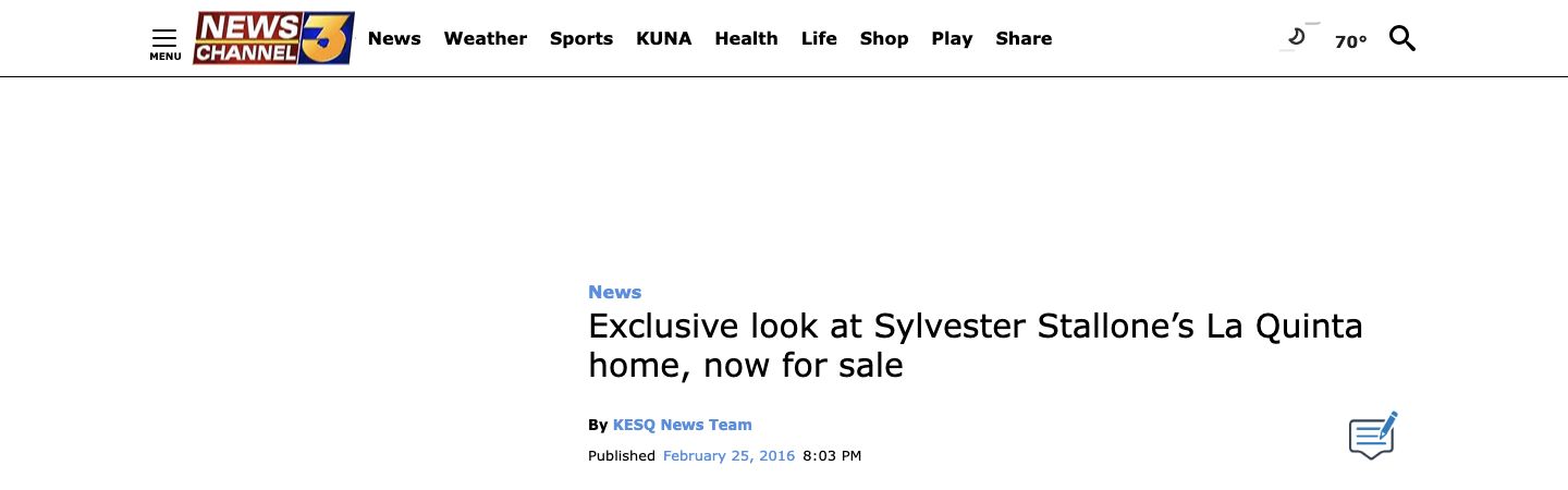 Actual KESQ article header and published headline
