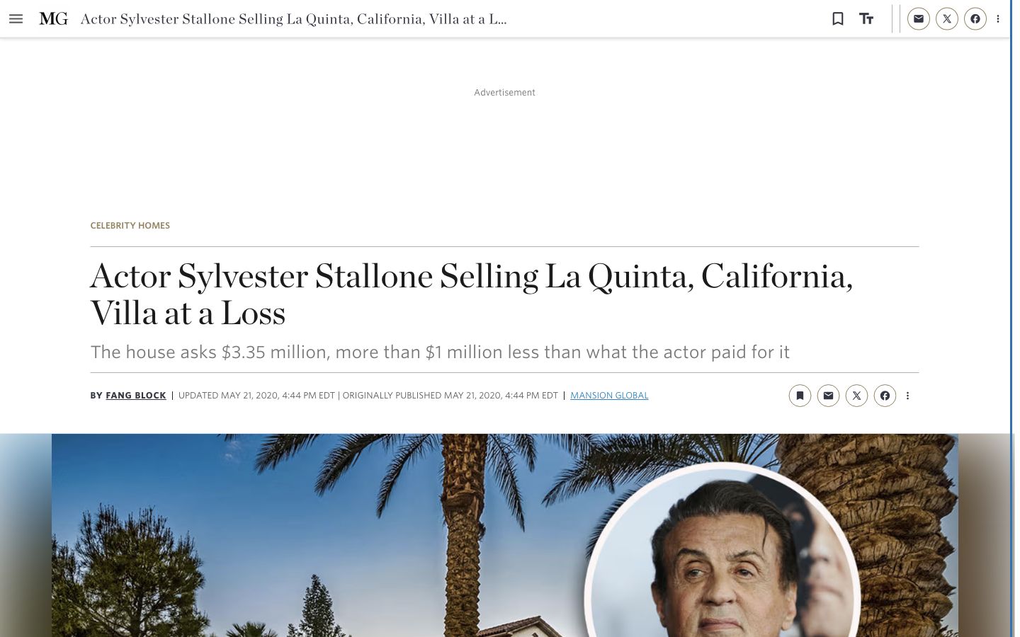 Actual Mansion Global article header and published headline